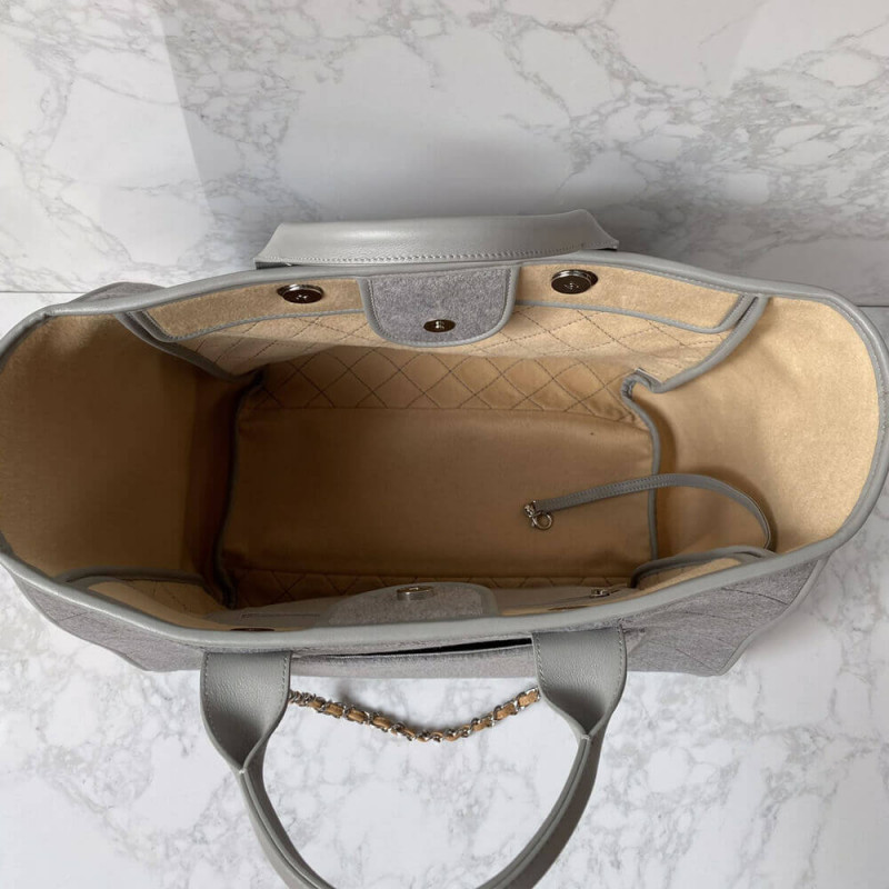 Replica Chanel Wool Felt Deauville Shopping Bag A60598 Grey