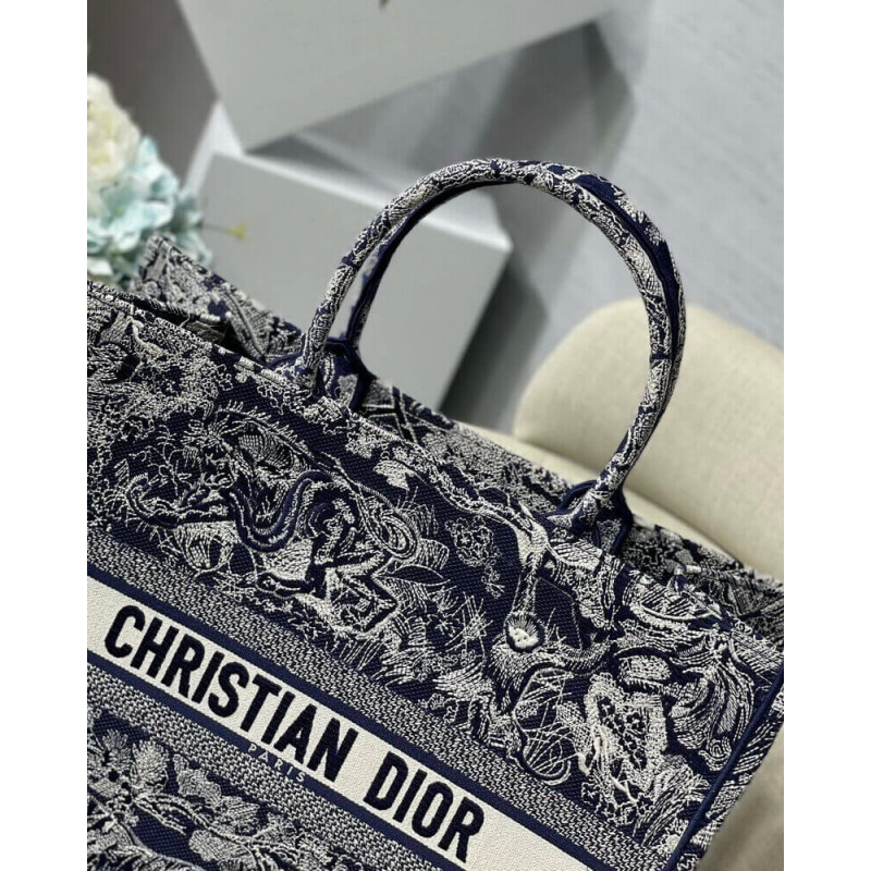 Replica Dior Book Tote Blue Toile De Jouy Reverse Embroidery M1286