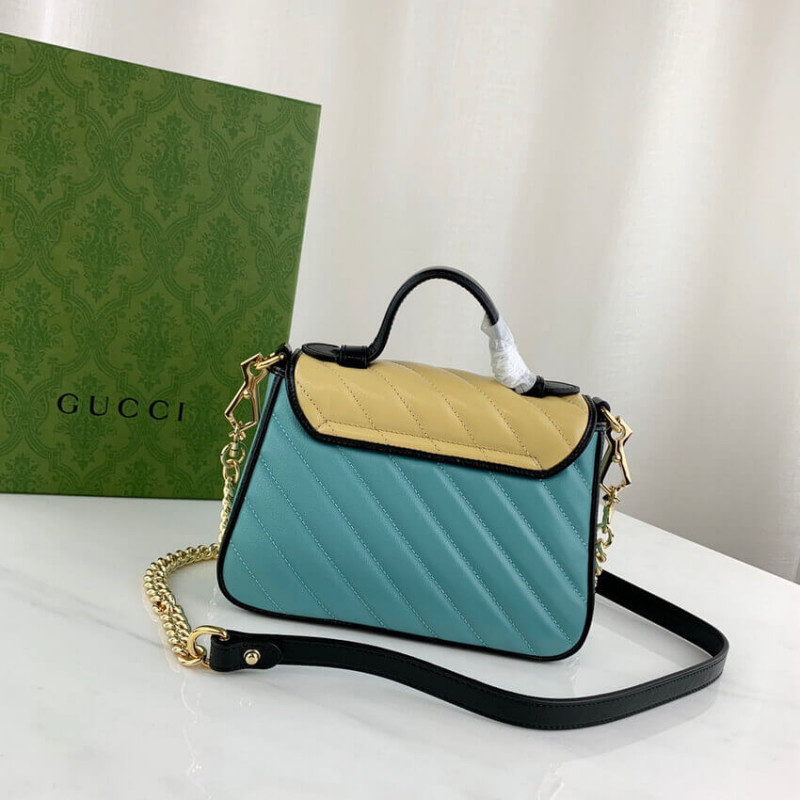 Replica Gucci Gg Marmont Mini Bag 583571 Butter And Pastel Blue Leather