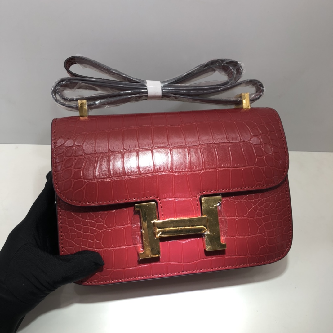 Replica Hermes Constance Crocodile Leather Pattern Cross Body Bag
