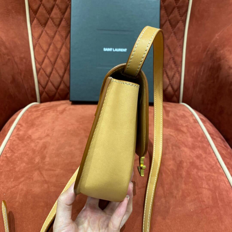 Replica Saint Laurent Kaia Ysl-Plaque Small Leather Satchel 619740