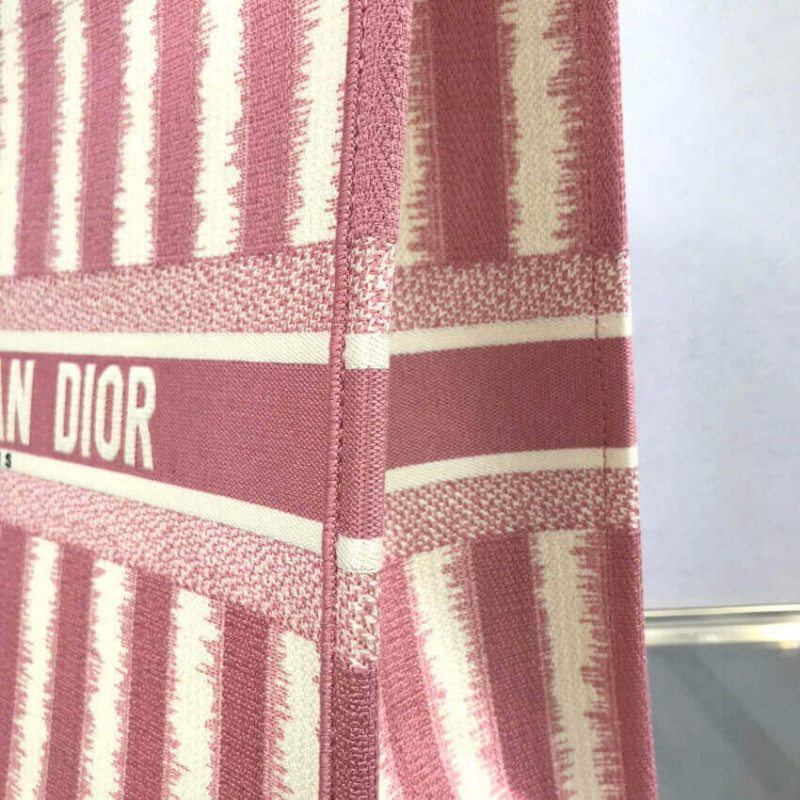Replica Dior Book Tote Pink D-Stripes Embroidery M1286