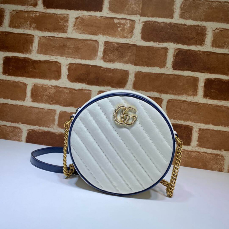 Replica Gucci Gg Marmont Mini Round Shoulder Bag 550154 White