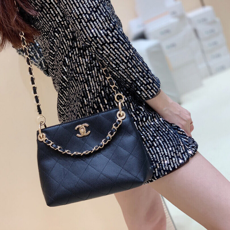 Replica Chanel Grained Calfskin Small Hobo Bag As1461