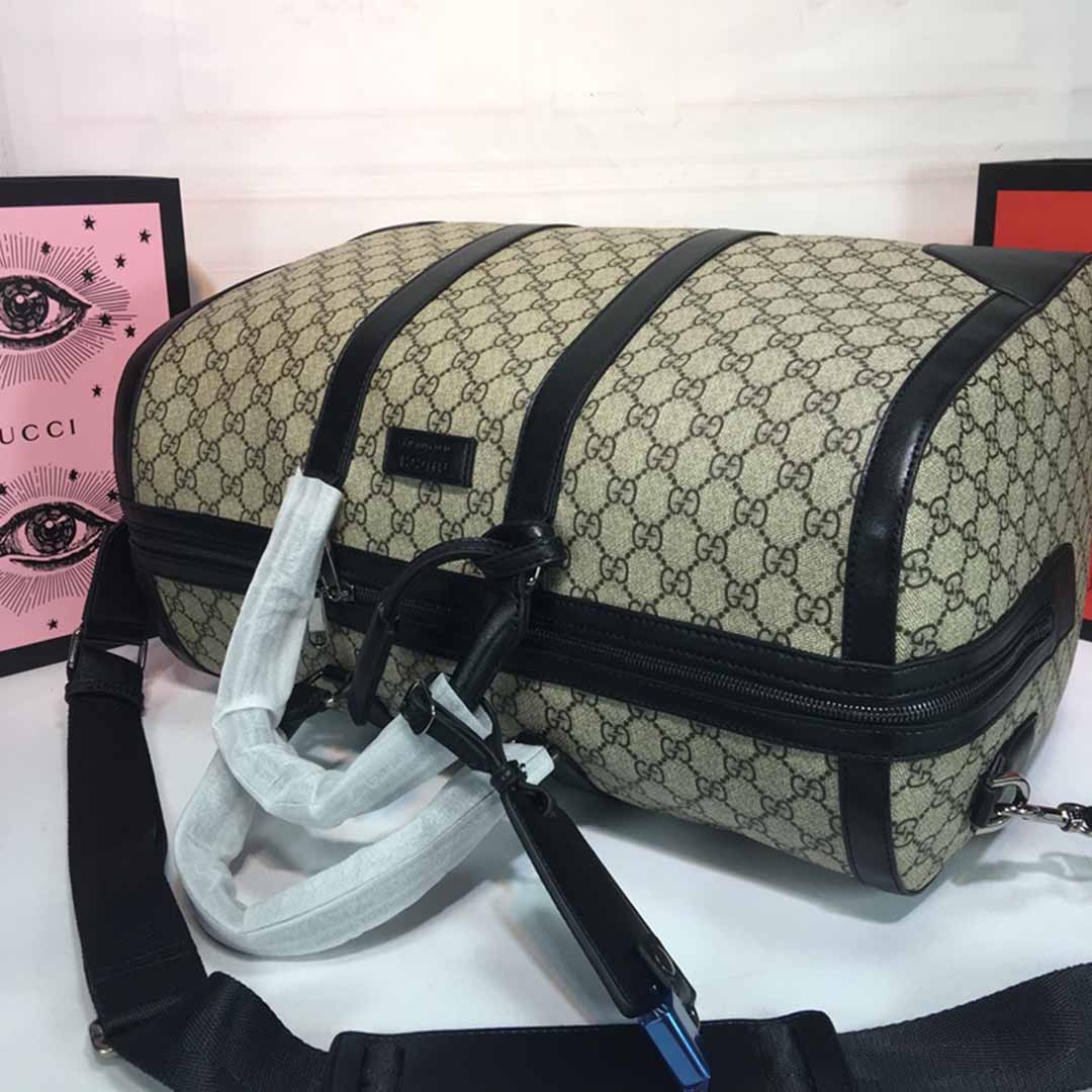 Replica Gucci Double G Black Carry-On Duffle 474131 Black/Grey