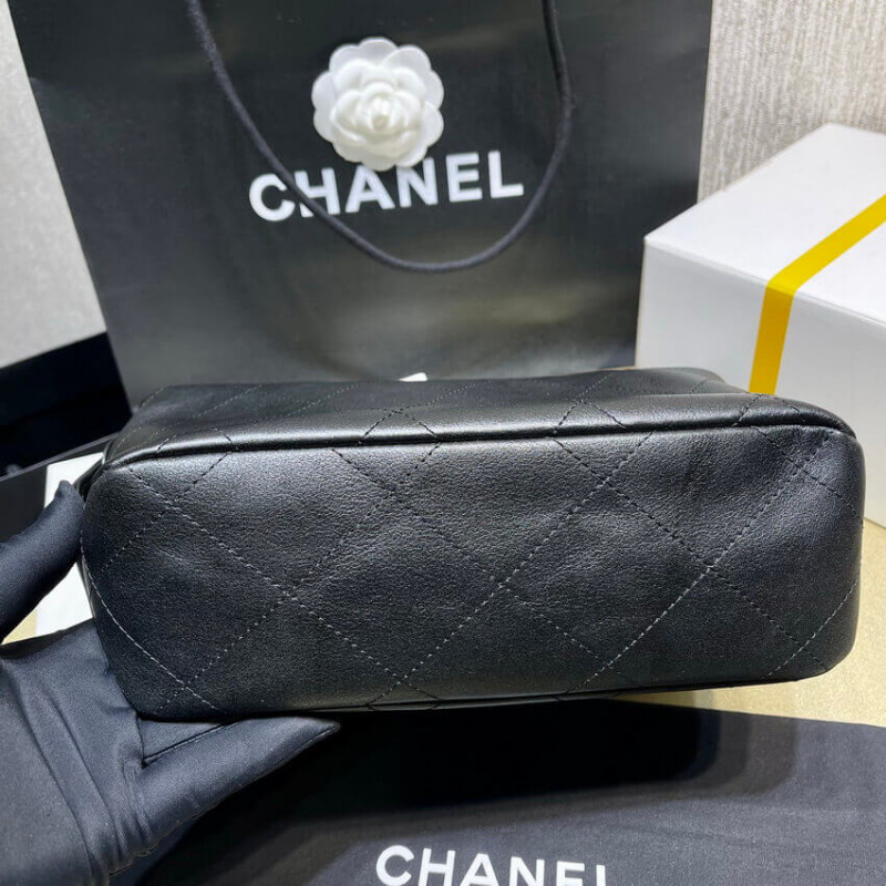 Replica Chanel Black Calfskin Leathe Hobo Bag As2910