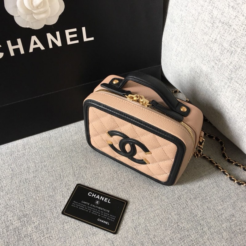 Replica Chanel Quilted Caviar Small Vanity Case A93342
