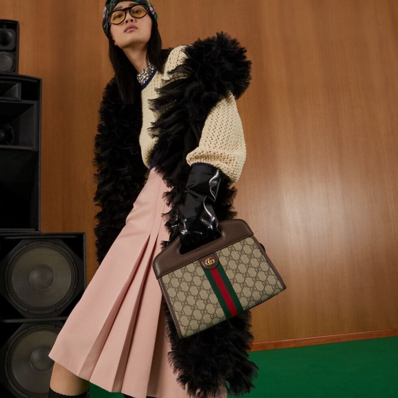 Replica Gucci Ophidia Small Tote With Web 693724 Brown