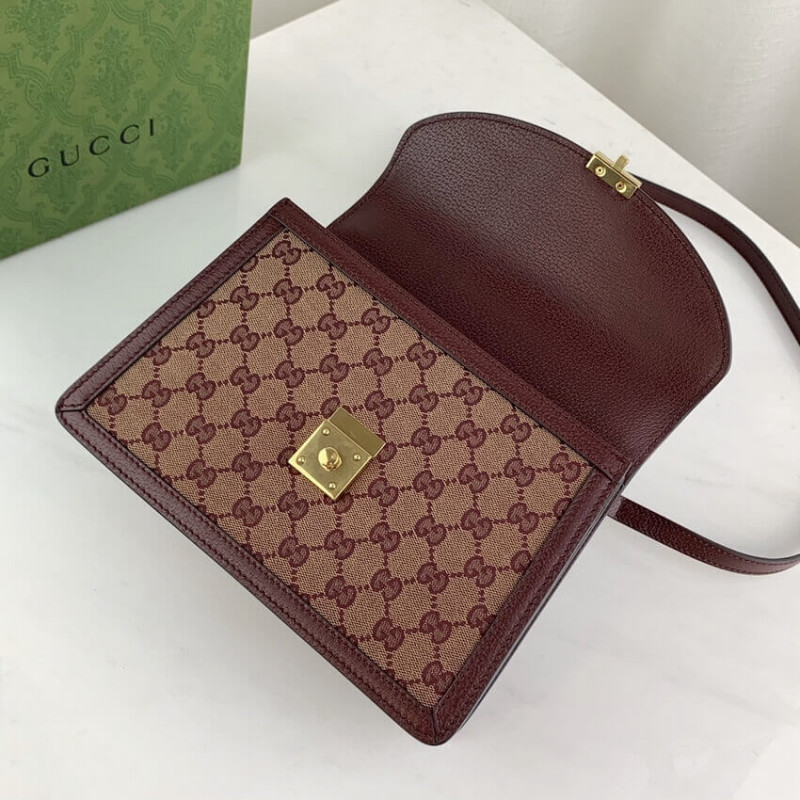 Replica Gucci Ophidia Small Top Handle Bag With Web 651055 Burgundy
