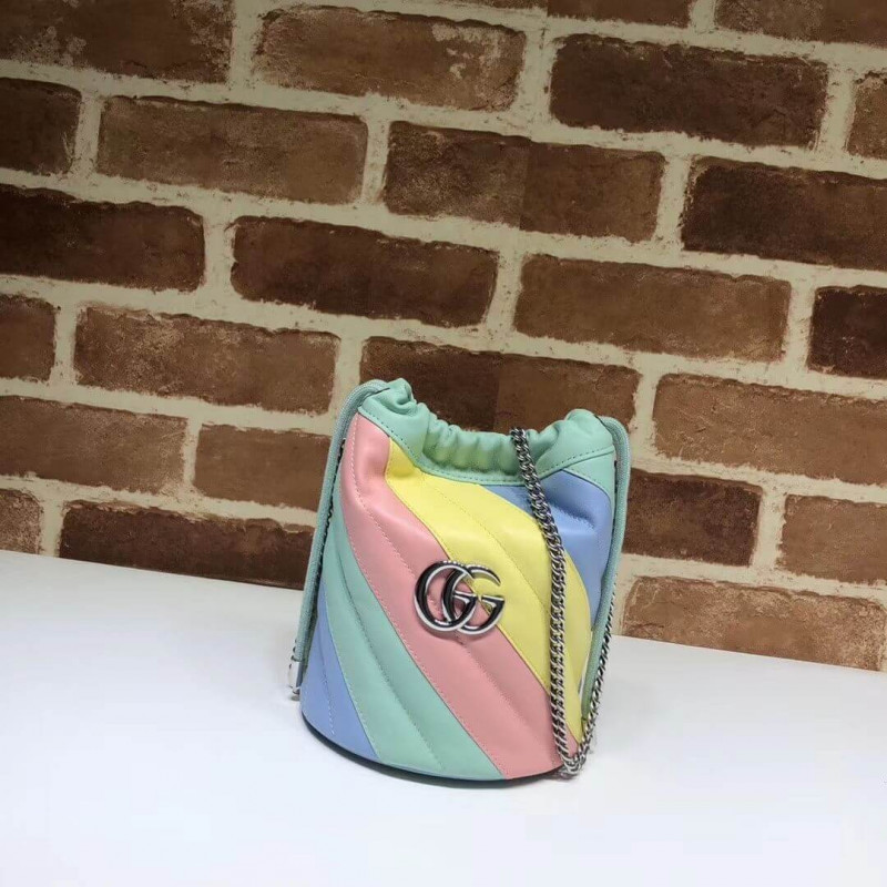 Replica Gucci Gg Marmont Mini Bucket Bag In Pastel And Rainbow 575163