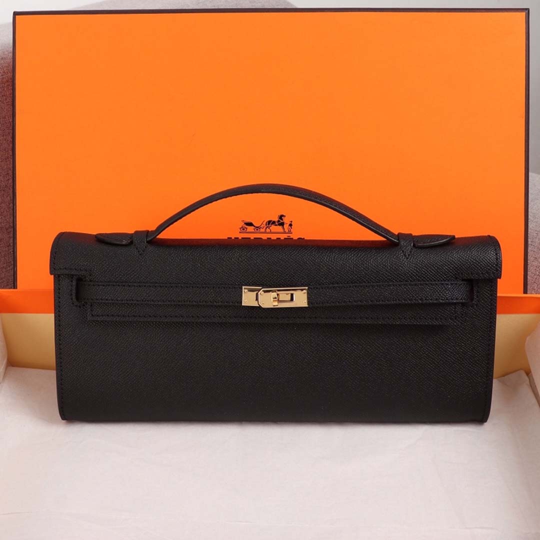 Replica Hermes Aaa-Kelly Cut Pochette Black/Brown/Blue