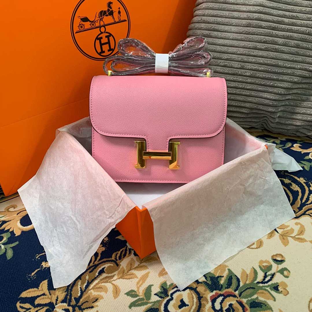 Replica Hermes Aaa-Constance Handbag 24Cm 19Cm Black/White/Pink