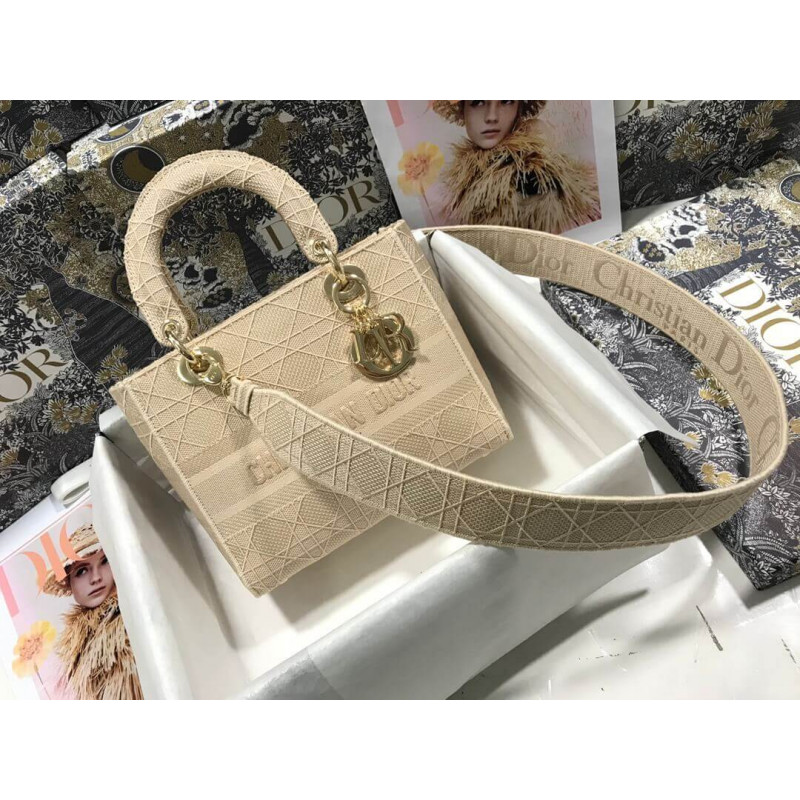Replica Dior Medium Lady D-Lite Cannage Embroidery M0565