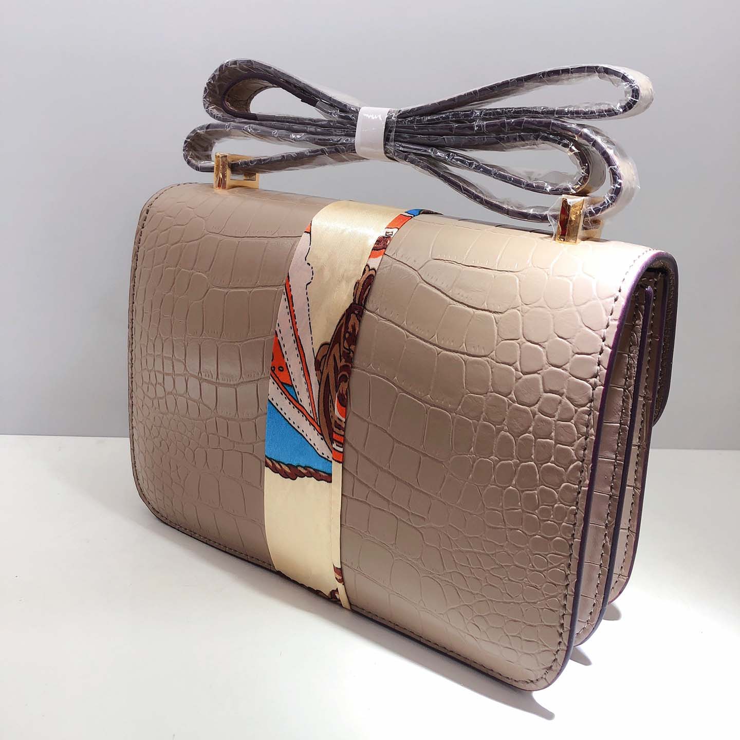 Replica Hermes Constance Crocodile Leather Pattern Cross Body Bag