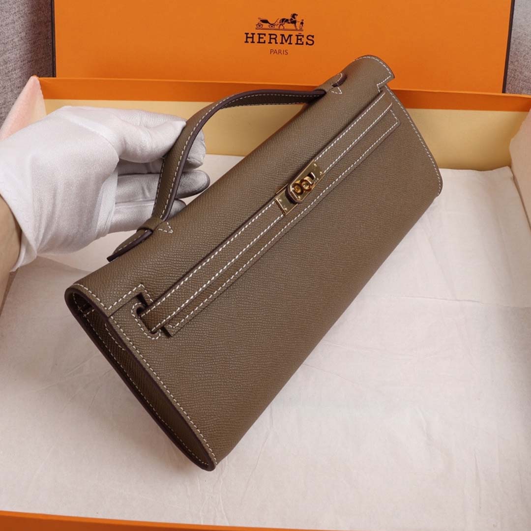 Replica Hermes Aaa-Kelly Cut Pochette Black/Brown/Blue