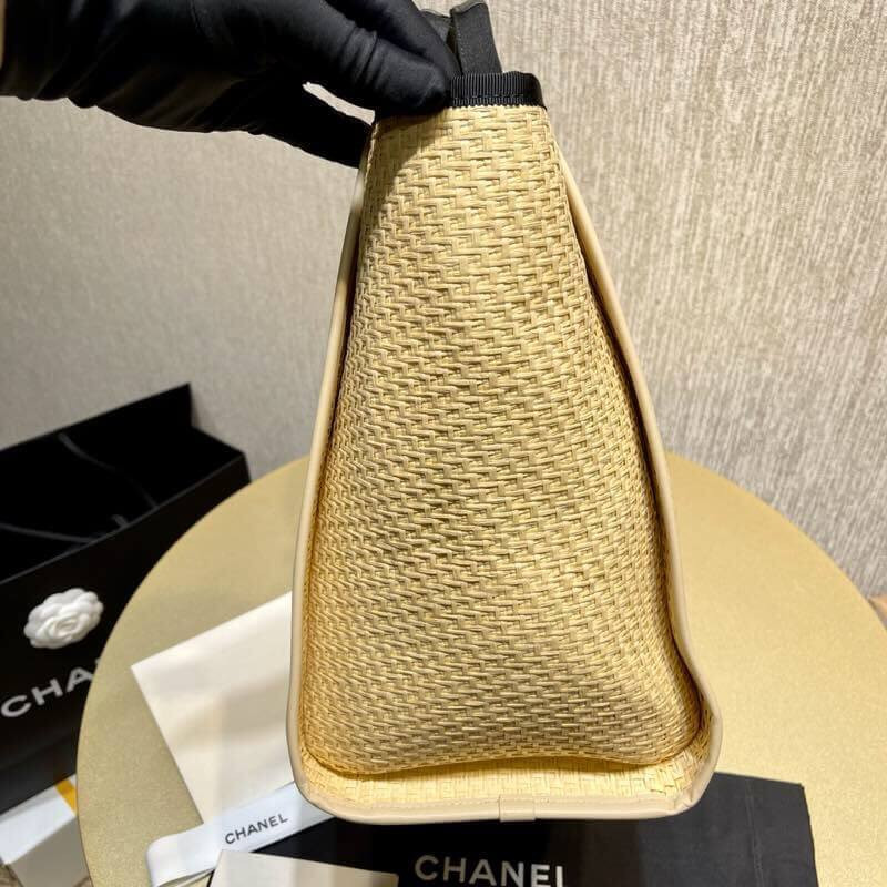 Replica Chanel 21S Deauville Woven Chain Leather Large Shopping Bag A66941