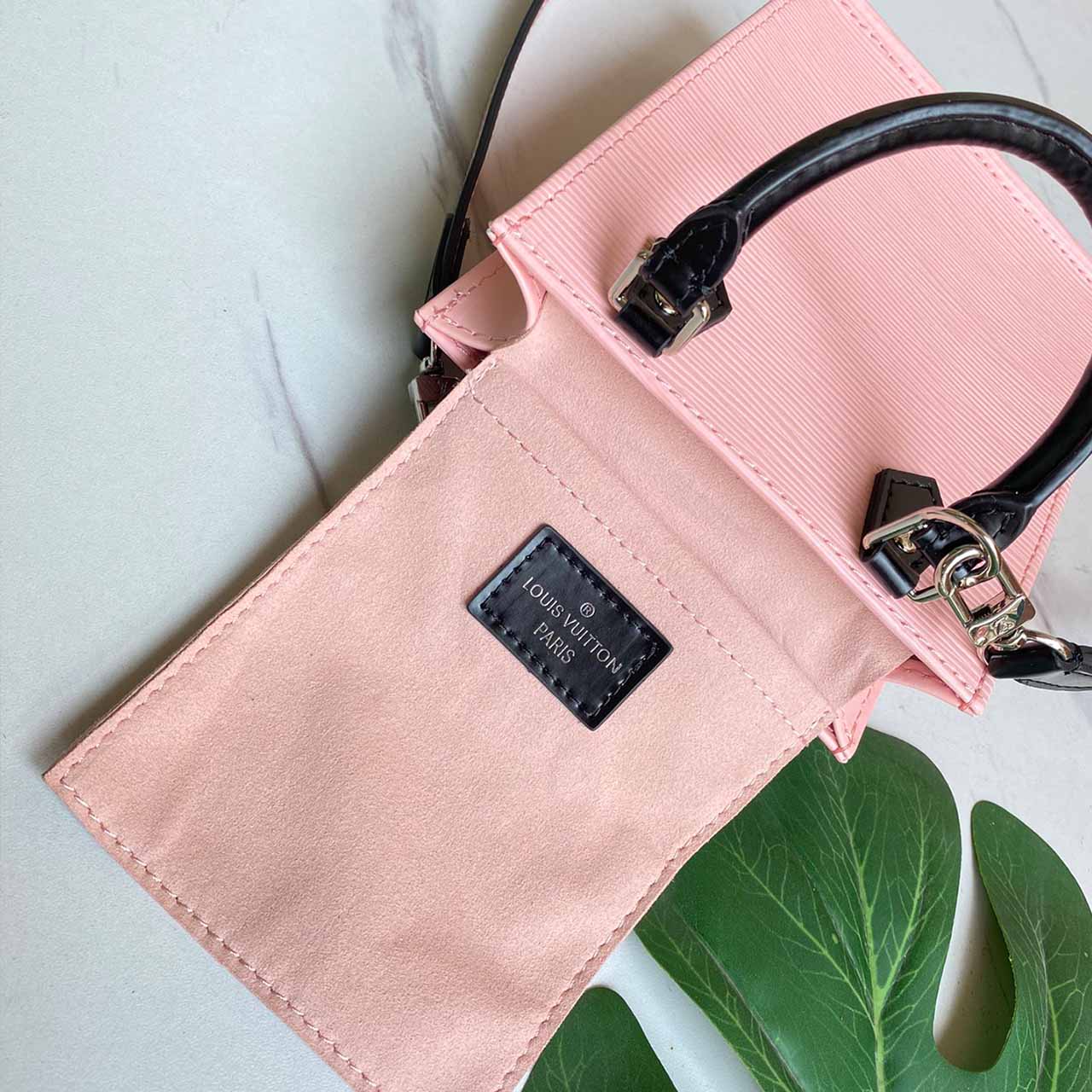 Replica Louis Vuitton Petit Sac Plat M69441 Black/White/Pink