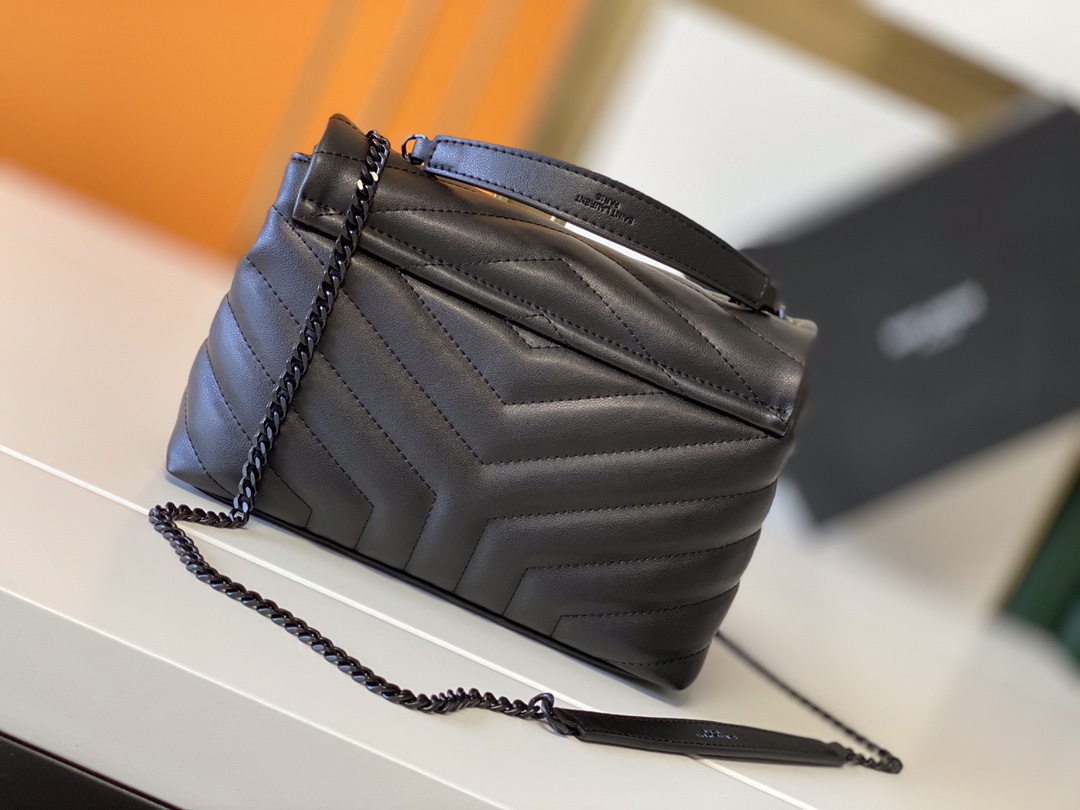 Replica Ysl Loulou Small Bag In Matelasse  Y  Leather- Black/Beige/Red