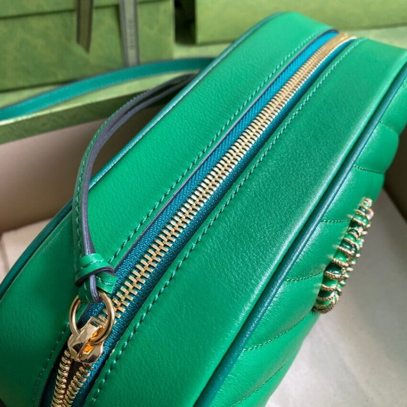Replica Gucci Gg Marmont Small Shoulder Bag 447632 Green And Emerald Leather