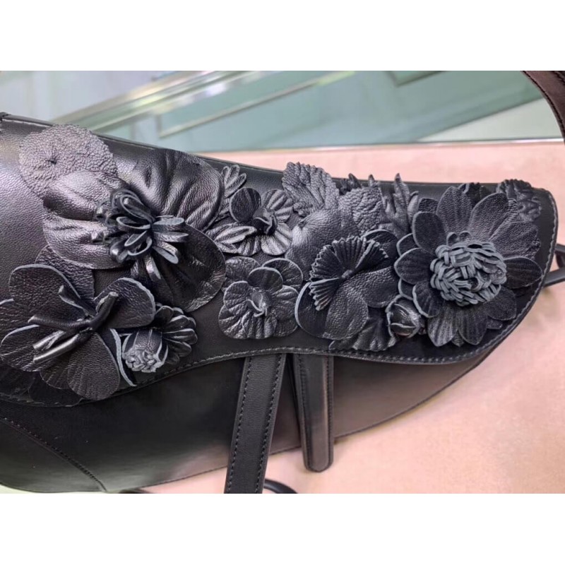 Replica Christian Dior Embroidered Flowers Saddle Bag M0446