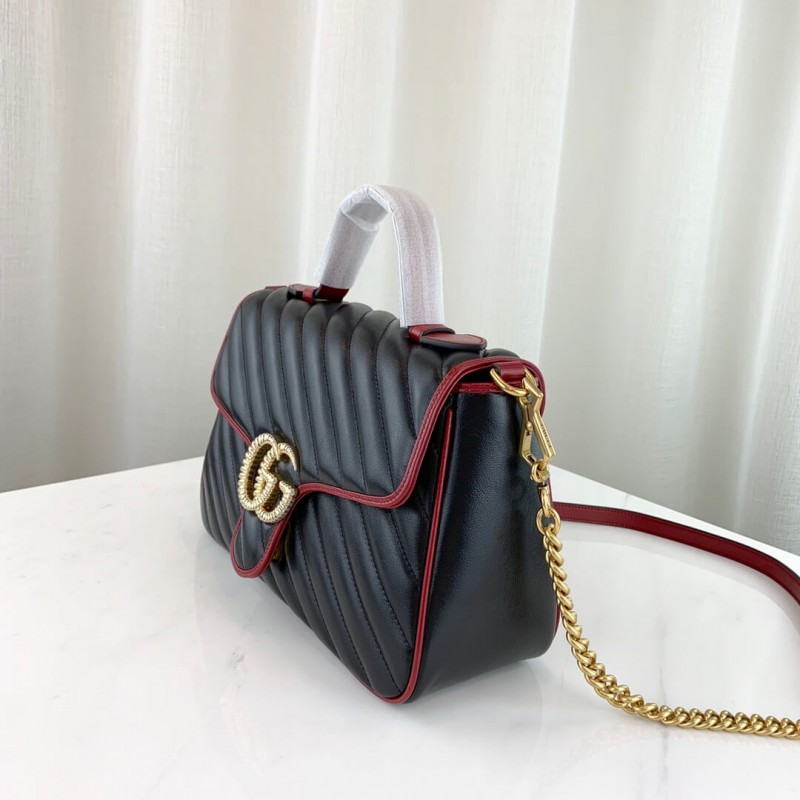 Replica Gucci Gg Marmont Small Top Handle Bag 498110 Black