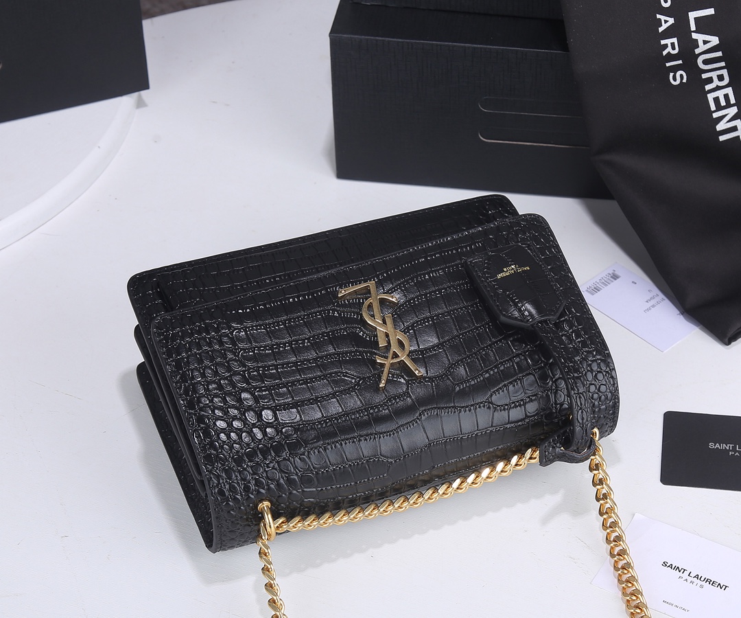 Replica Ysl Sunset Medium In Crocodile Embossed Shiny Leather 1737