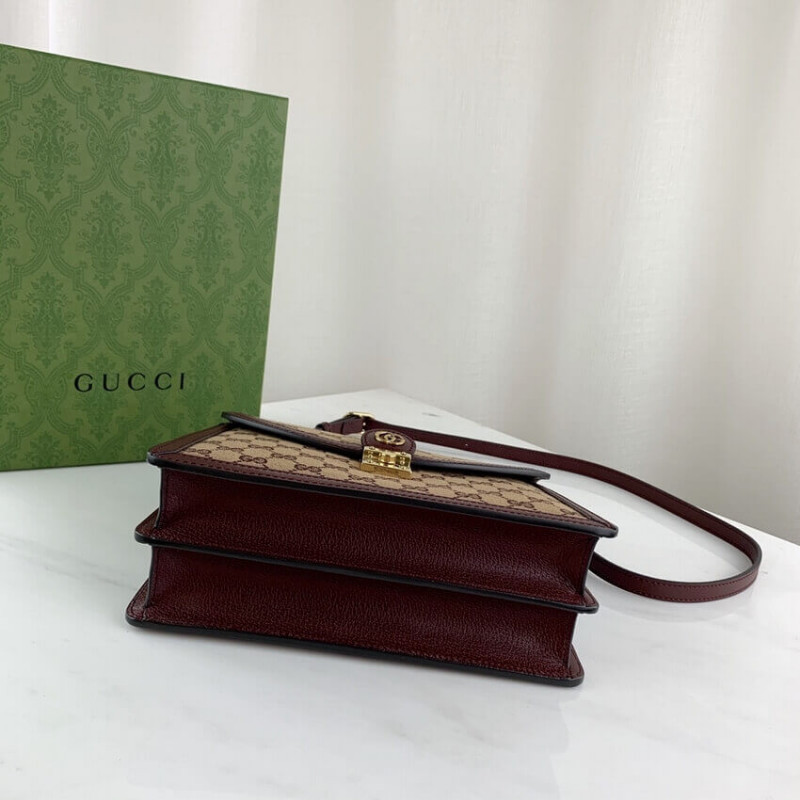 Replica Gucci Ophidia Small Top Handle Bag With Web 651055 Burgundy