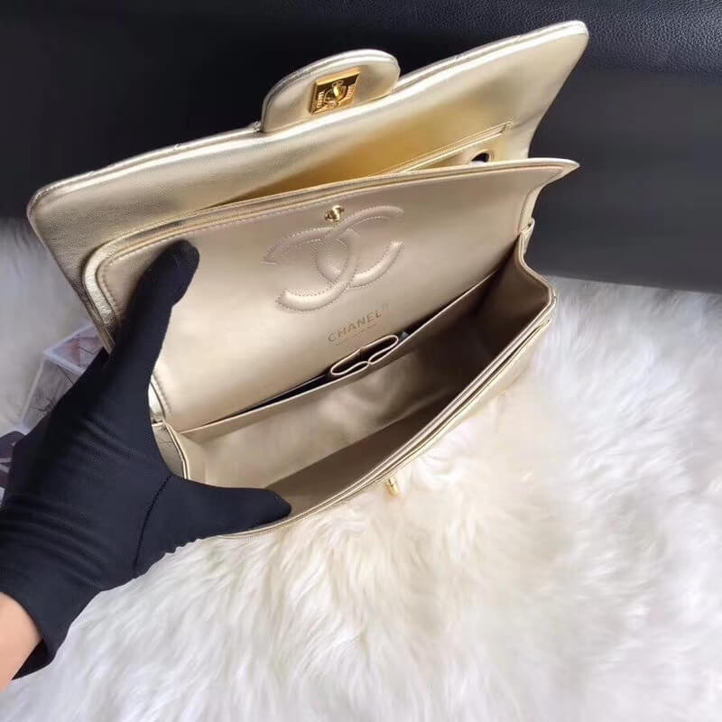 Replica Chanel 1112 Gold Medium Size 2.55 Lambskin Leather Flap Bag