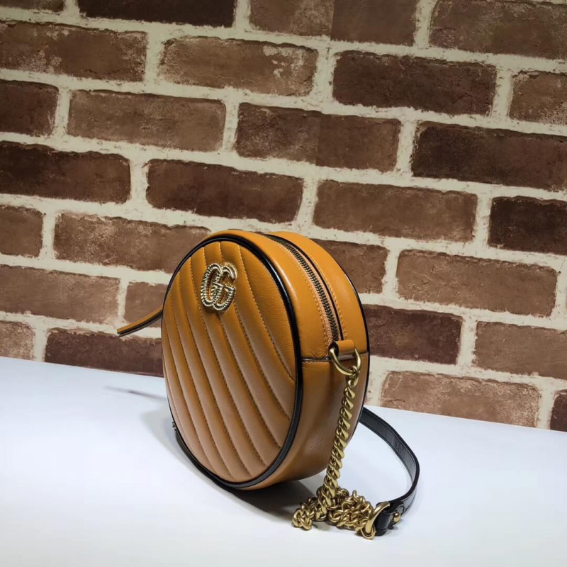 Replica Gucci Gg Marmont Mini Round Shoulder Bag 550154 Cognac