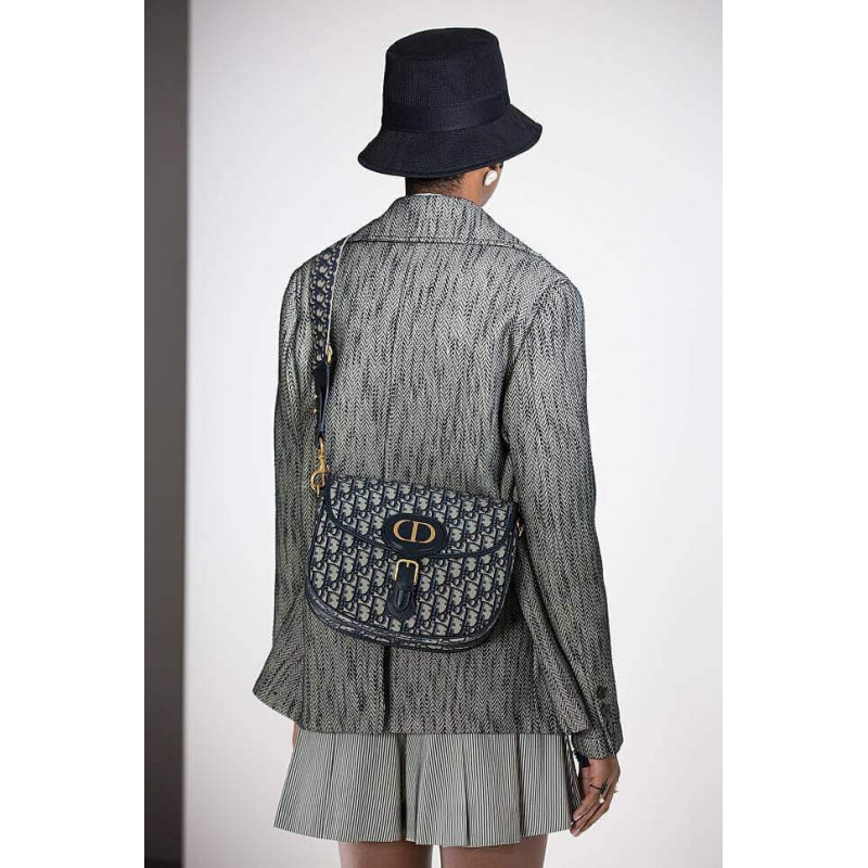 Replica Christian Dior Large Dior Bobby Bag In Blue Dior Oblique Jacquard M9320