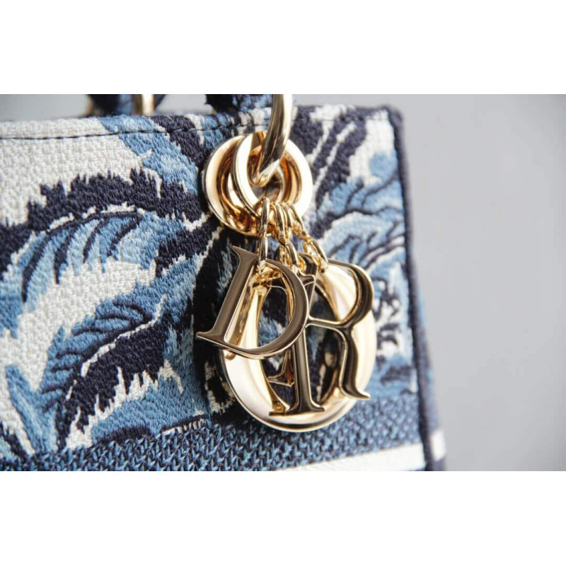 Replica Dior Medium Blue Alms Embroidery Lady D-Lite Bag M0565