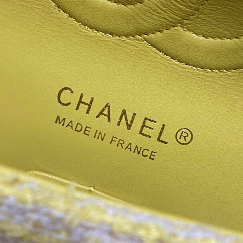 Replica Chanel Classic Flap Bag In Yellow Tweed 1112