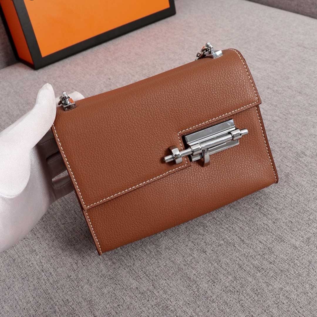 Replica Hermes Verrou Chaine Mini Bag Beige/Black/Brown