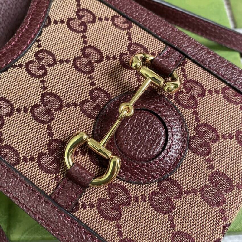 Replica Gucci Horsebit 1955 Mini Bag 625615 In Burgundy Gg Canvas