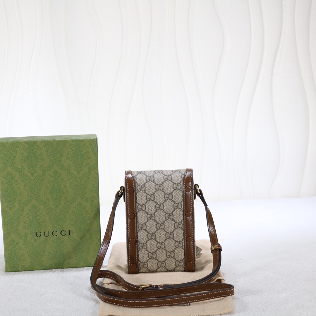 Replica Gucci Horsebit 1955 Mini Bag Monogram Canvas