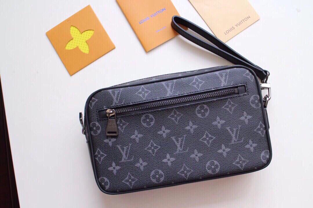 Replica Louis Vuitton Kasai Clutch Black/Brown