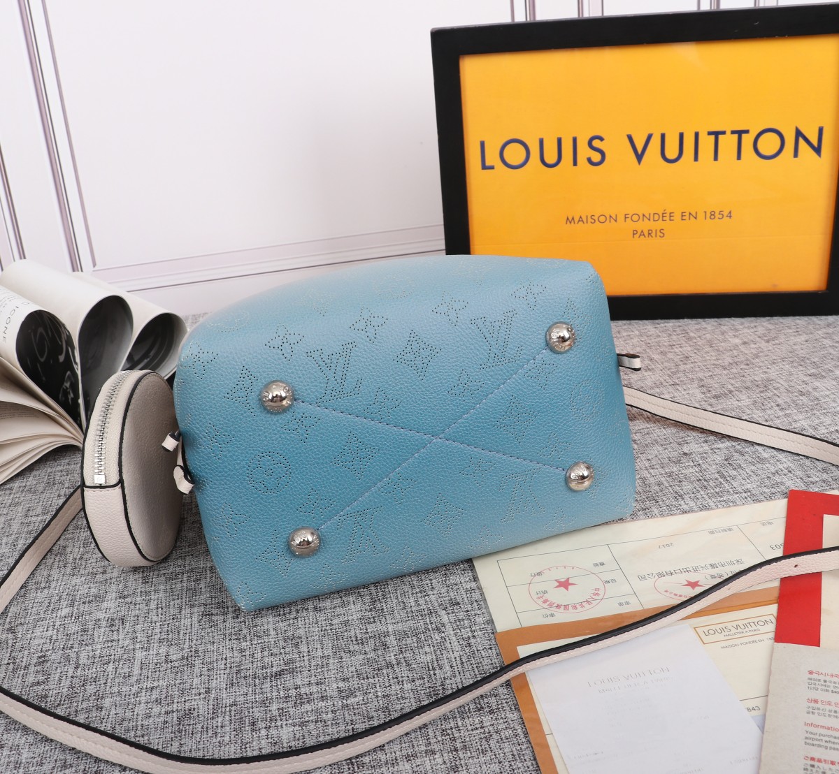 Replica Louis Vuitton Adorable Bella Bucket Bag Pink/Blue