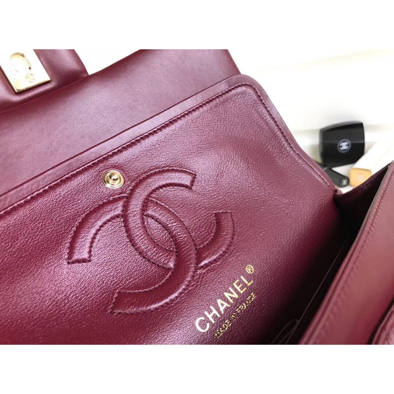 Replica Chanel 1112 Burgundy Medium Size 2.55 Lambskin Leather Flap Bag