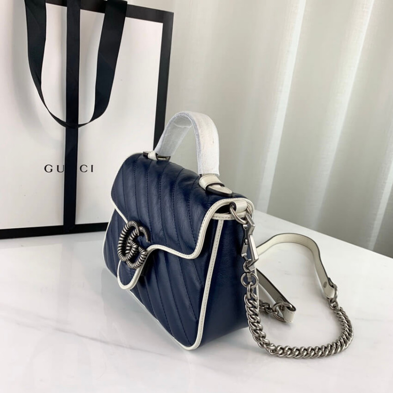Replica Gucci Gg Marmont Mini Top Handle Bag 583571 Blue