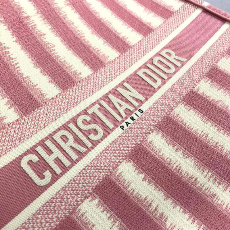 Replica Dior Book Tote Pink D-Stripes Embroidery M1286