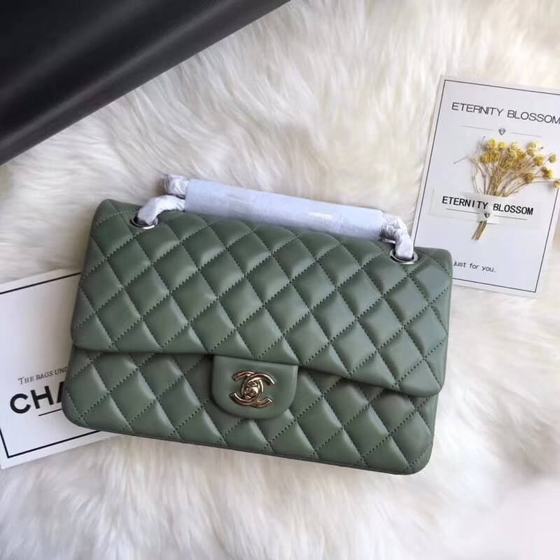 Replica Chanel 1112 Green Medium Size 2.55 Lambskin Leather Flap Bag
