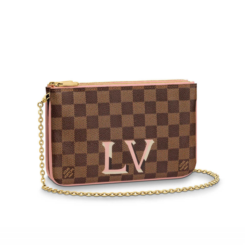 Replica Louis Vuitton Damier Ebene Double Zip Pochette N60254