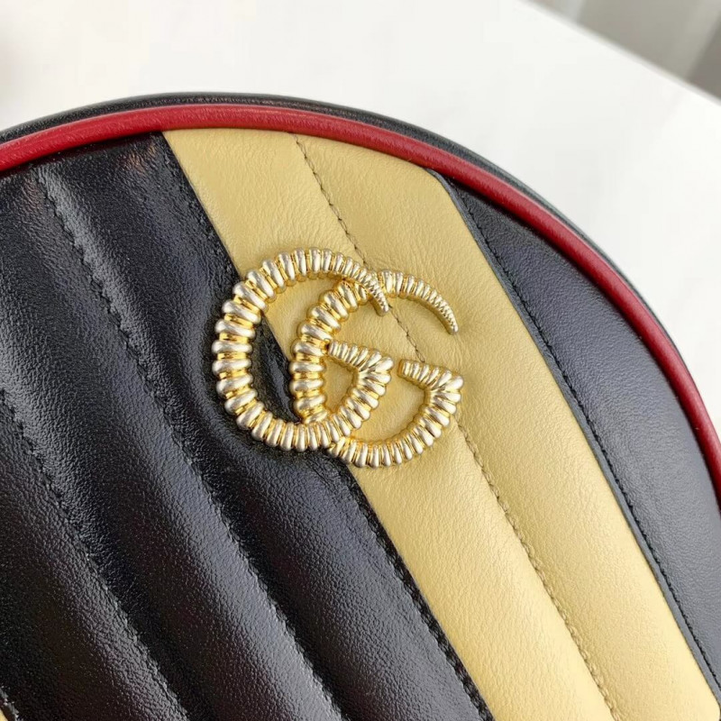 Replica Gucci Gg Marmont Mini Round Shoulder Bag 550154 Beige/Black