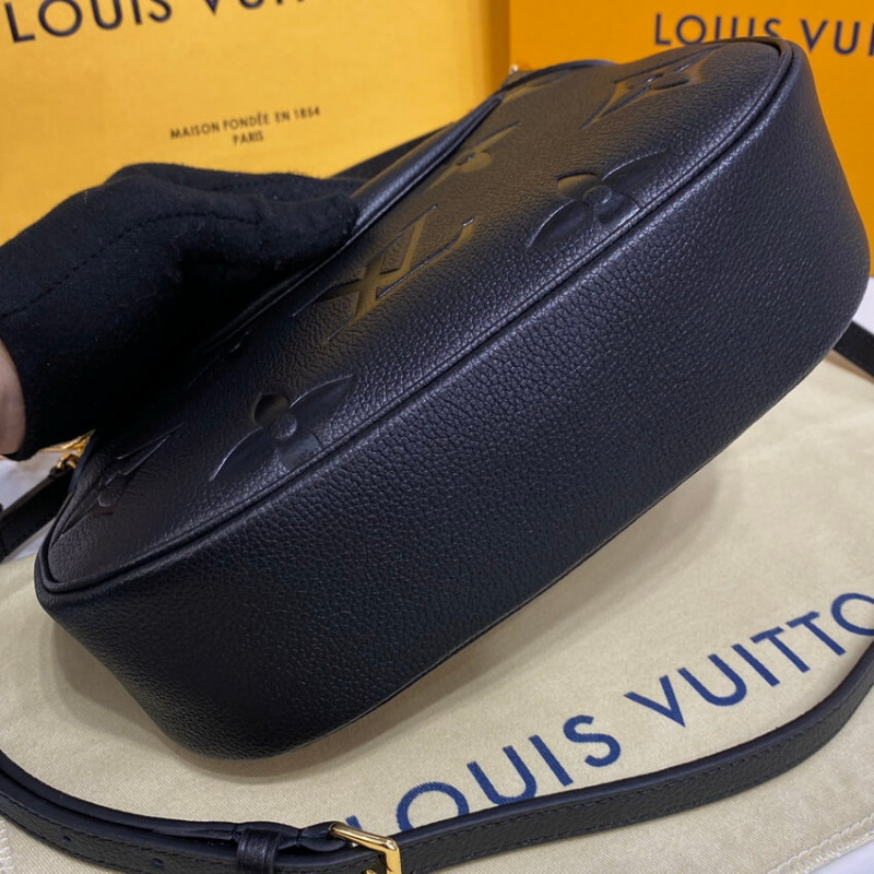 Replica Louis Vuitton Monogram Empreinte Leather Bagatelle M46002 Black