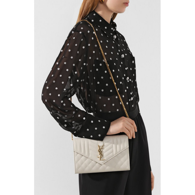 Replica Ysl Saint Laurent Monogram Chain Wallet In Mix Matelasse Grain Leather 620280