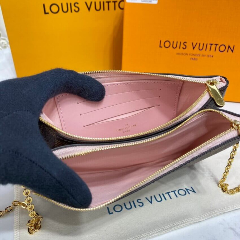 Replica Louis Vuitton Damier Ebene Double Zip Pochette N60254