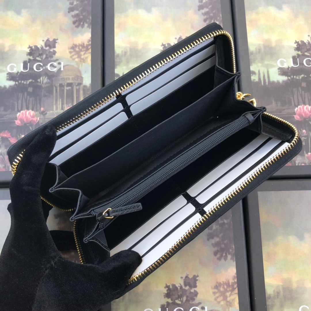 Replica Gucci Ophidia Zip Around Wallet Black/White