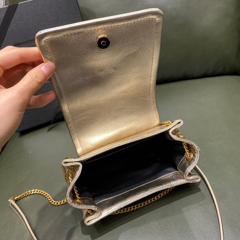 Replica Saint Laurent Nolita Mini Leather Shoulder Bag 672738 Champagne Gold