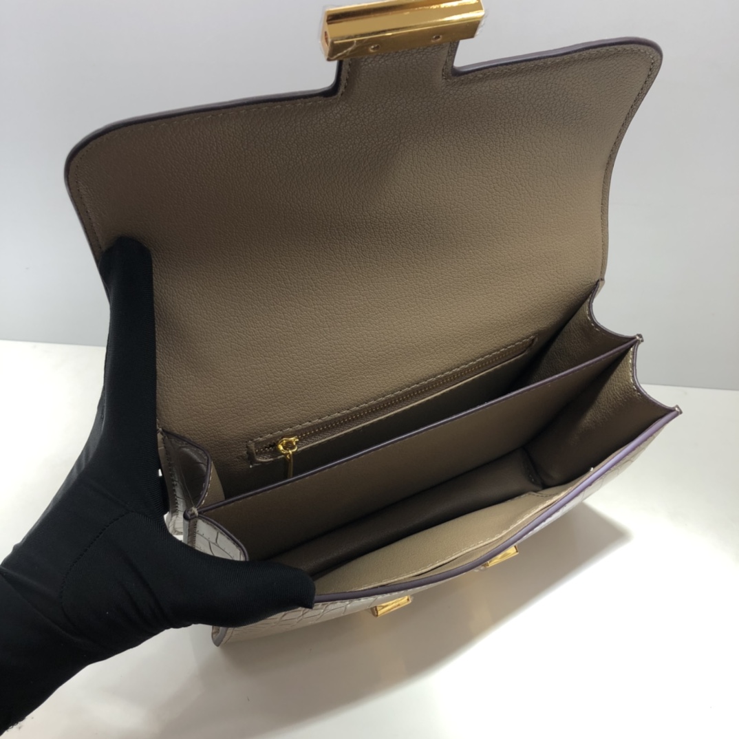 Replica Hermes Constance Crocodile Leather Pattern Cross Body Bag