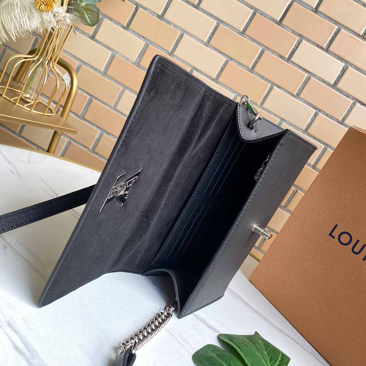 Replica Louis Vuitton Lockme Clutch M56088 Pink/Blue/Black